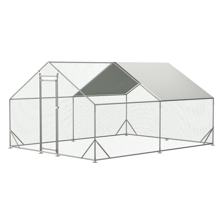 Coowa Large Metal Chicken Coop, Walk-in Chicken Run with Galvanized Wire, Waterproof UV Cover, Hen Pen Cage for Rabbits, Ducks, Poultry, 10' L x 13' W x 6.56' H