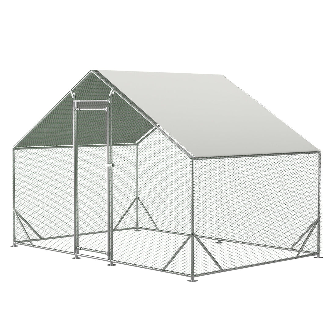 Coowa Large Metal Chicken Coop, Walk-in Chicken Run with Galvanized Wire, Waterproof UV Cover, Hen Pen Cage for Rabbits, Ducks, Poultry, 10' L x 6.6' W x 6.56' H