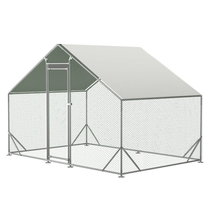 Coowa Large Metal Chicken Coop, Walk-in Chicken Run with Galvanized Wire, Waterproof UV Cover, Hen Pen Cage for Rabbits, Ducks, Poultry, 10' L x 6.6' W x 6.56' H