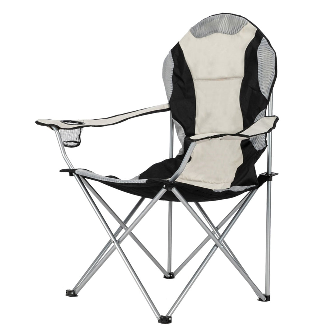 DECMAY Medium Camping Chair Fishing Chair Folding Chair Black Gray