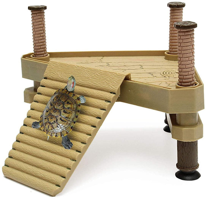 Decorative Turtle Pier Floating Basking Platform with Ramp Ladder