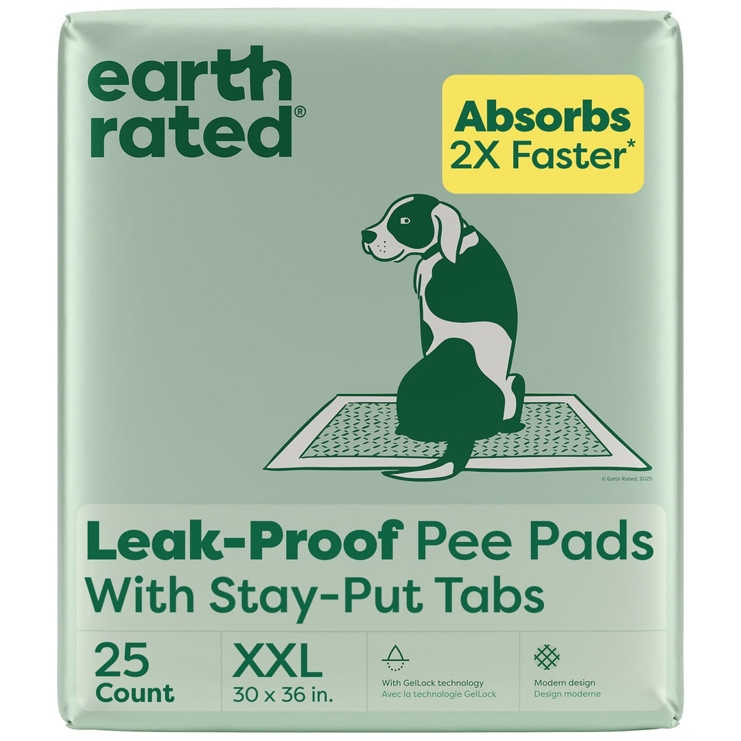 Earth Rated Leak-proof Pee Pads for Dogs and Puppies, 2X Faster Absorption*, Unscented, XXL, 30x36 in., 25ct