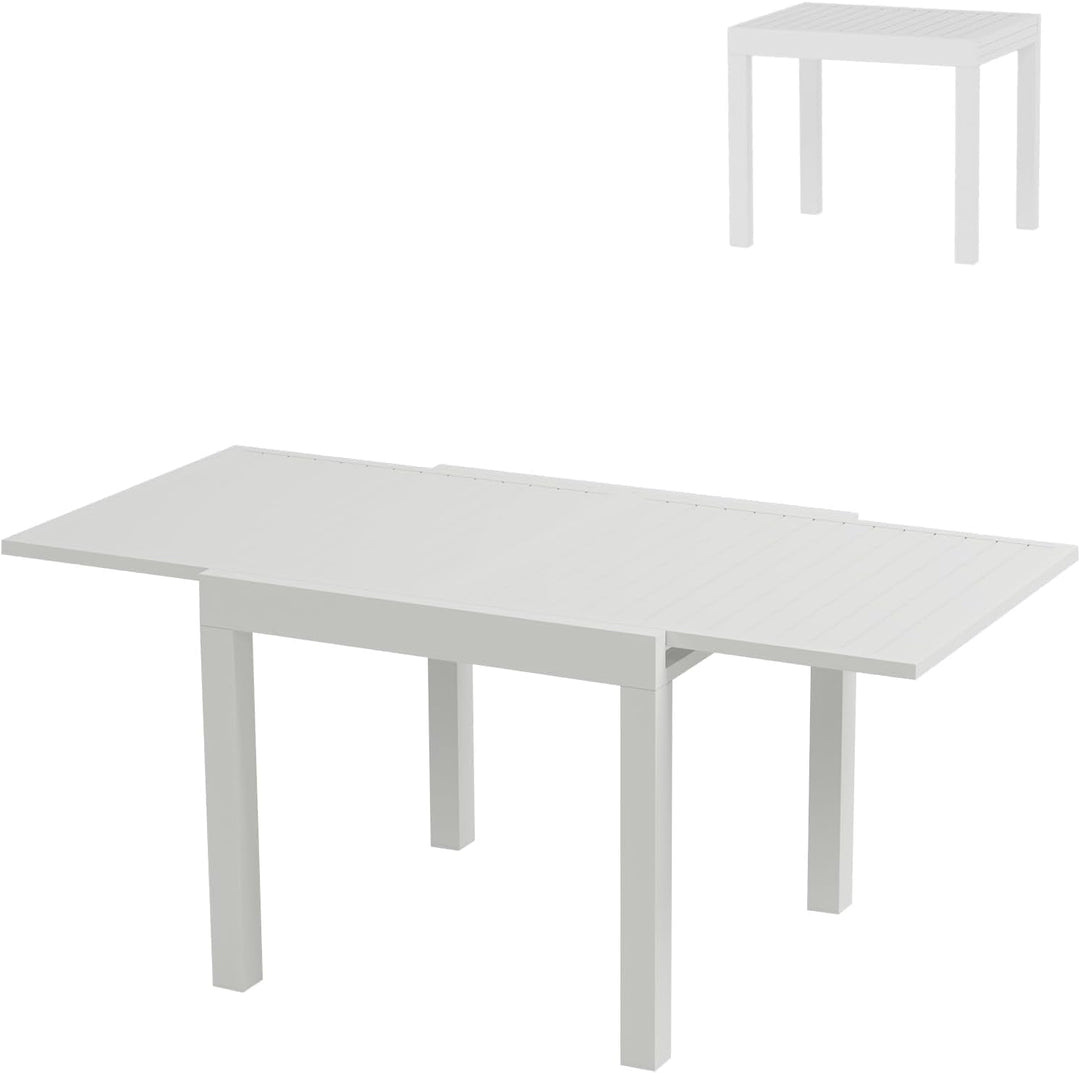 Expandable Aluminum 31"-63" Outdoor Dining Table Set for 4-6 People - Sleek Slatted Design for Patio, Garden & Deck - Durable & Weather-Resistant - Easy Care & Lightweight