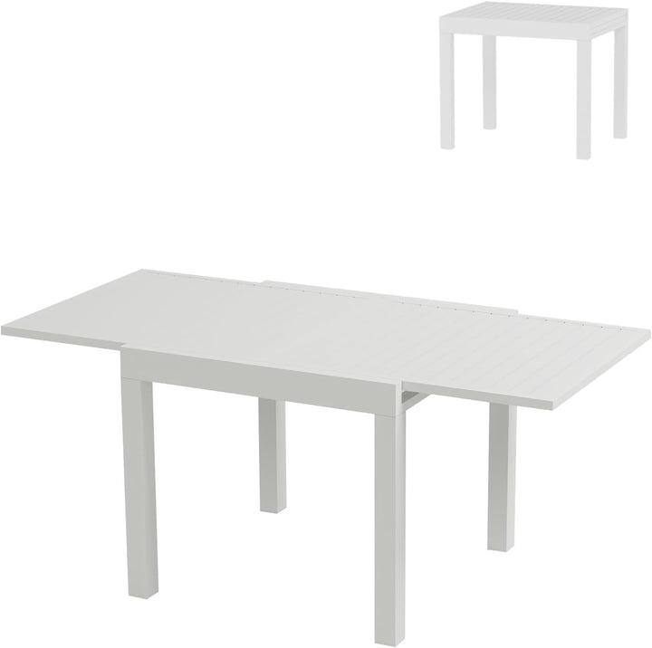 Expandable Aluminum 31"-63" Outdoor Dining Table Set for 4-6 People - Sleek Slatted Design for Patio, Garden & Deck - Durable & Weather-Resistant - Easy Care & Lightweight