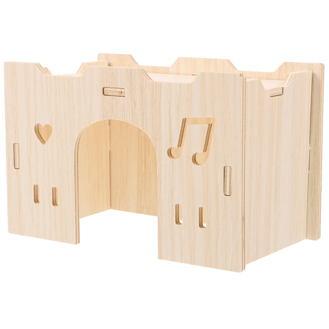 FOMIYES Wooden Hamster Habitat Guinea Pig Hideout Mouse Hamster Hideaway House
