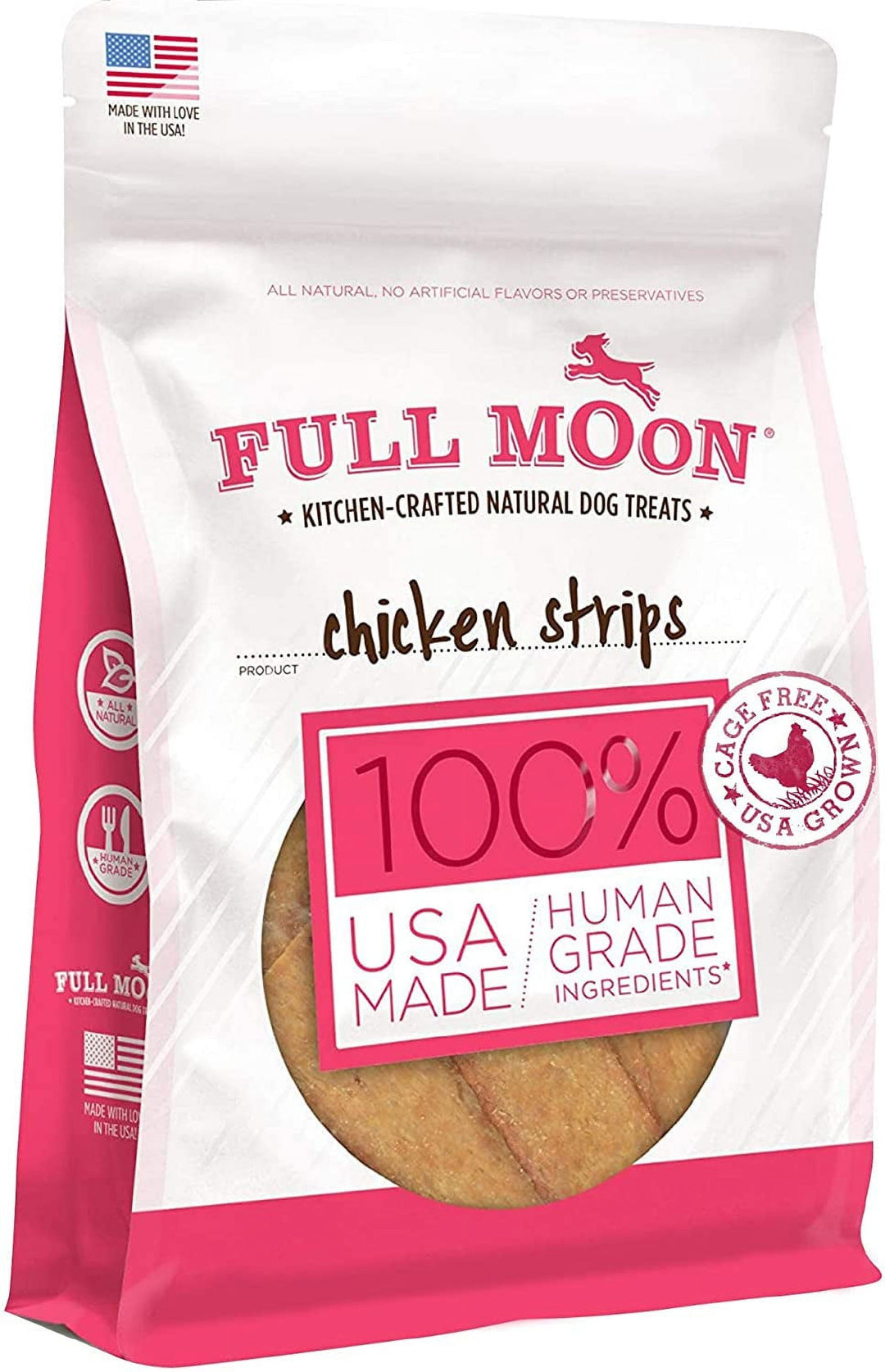 Full Moon Chicken Strips Healthy All Natural Dog Treats Human Grade Made in USA Grain Free 12 oz