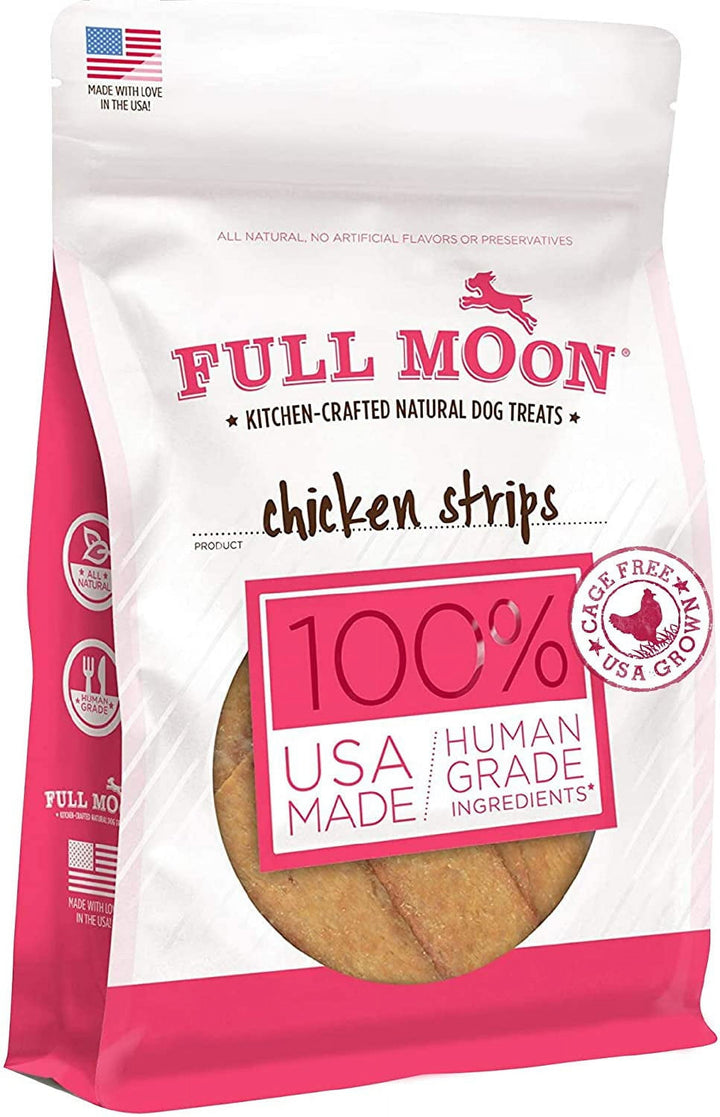 Full Moon Chicken Strips Healthy All Natural Dog Treats Human Grade Made in USA Grain Free 12 oz