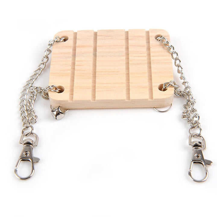 GARENAS Pet Hamster Mouse Wood Swing Hammock Play Toys Small Animal Cage Hanging Seesaw(Beige)