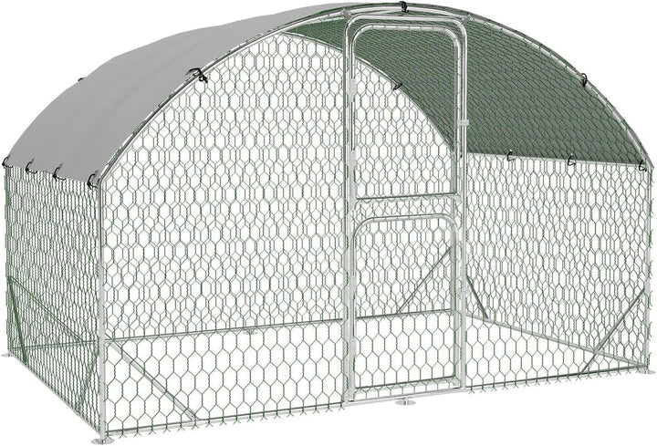 Garvee Large Metal Chicken Coop, 9.8x6.5x6.5 FT FT Metal Chicken Run with Reinforced Triangle Support & Double Doors, Outdoor Walk-in Poultry Cage for Yard