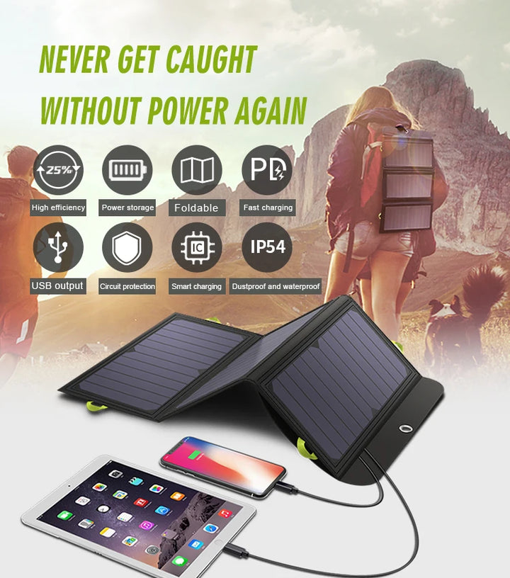 ALLPOWERS Flexible Foldable Solar Panel 5V 18V High Efficience Solar Battery Charger 21W Solar Phone Charger for Travel Iphone