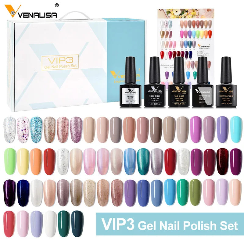 VENALISA VIP4 Kit Nail Gel Polish HEMA FREE Full Coverage 36/60 Color Gel Pigment Professional Nail Art Long-lasting Gel Varnish
