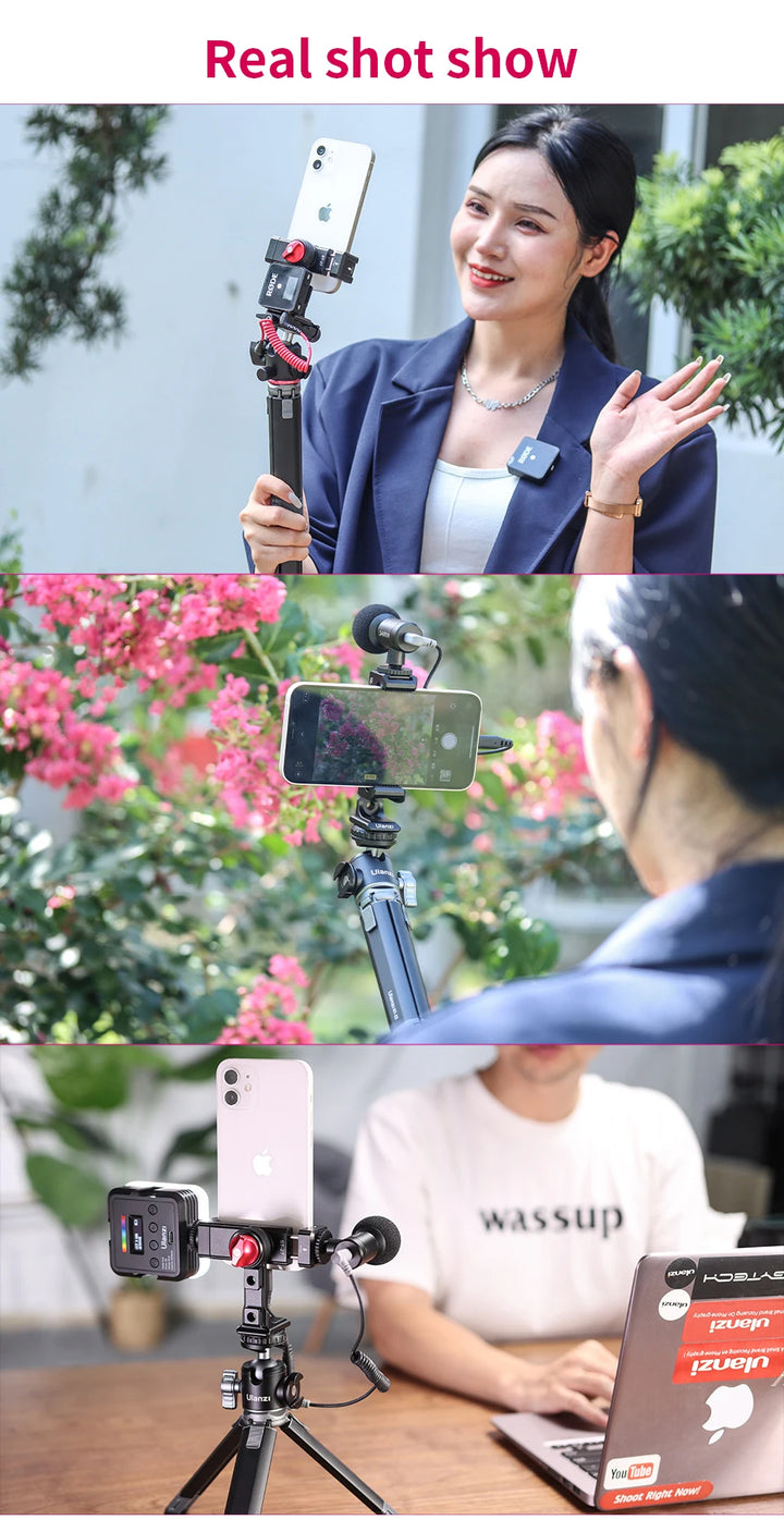 Ulanzi ST-27 Metal Vertical Shooting Phone Mount Holder Clip with Cold Shoe for Rode Wireless Go Microphone Video Light Vlog