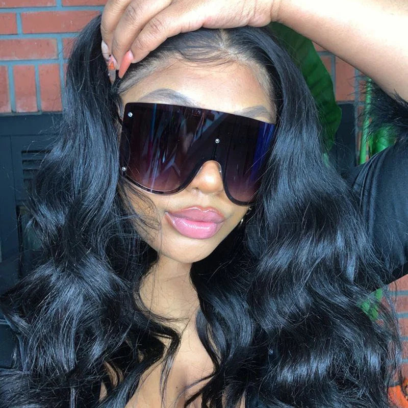 Fashion Oversized Blue Yellow Gradient Sunglasses Women 2019 Luxulry Brand Designer Red Rimless Metal Female Sun Glasses Shades