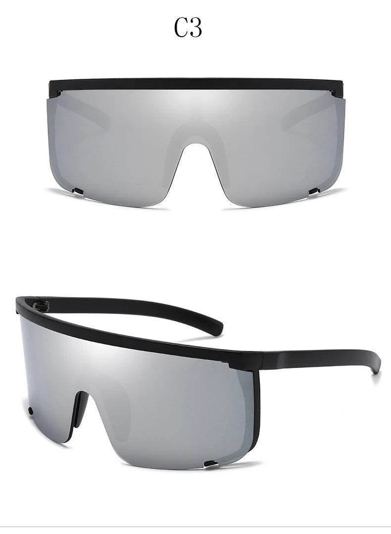 One Piece Sunglasses Men Onepiece 2021 Women Oversize Shield Visor Women Sexy Fashion Men Flat Top Windproof Sport Sunglasses