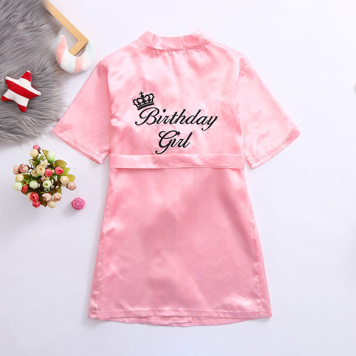 Children Summer Toddler Baby Kids Solid Silk Satin Kimono Robes Bathrobe Girls Sleepwear Clothes Baby Birthday Party Bathrobe