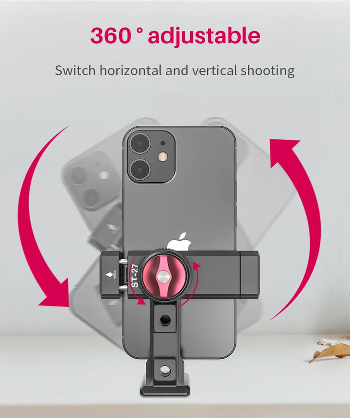 Ulanzi ST-27 Metal Vertical Shooting Phone Mount Holder Clip with Cold Shoe for Rode Wireless Go Microphone Video Light Vlog