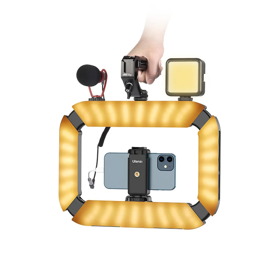 Ulanzi U-200 Ring Light Photography Led Video light BI-color Camera With phone clip cold shoe for Youtube Live Rig lamp