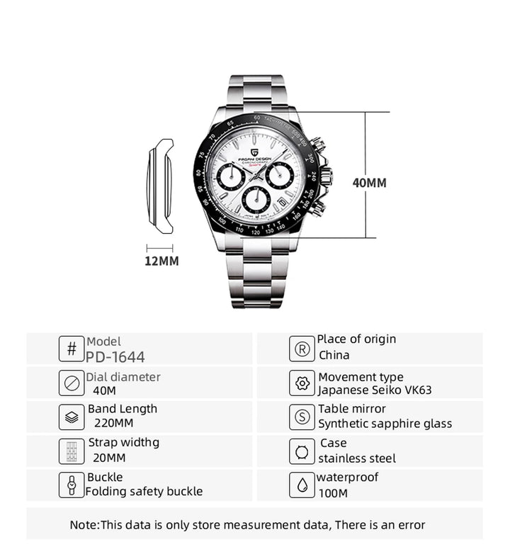 PAGANI DESIGN New 2024 Quartz Men's Watches Business Watch Mens Watches Top Brand Luxury Watch Men Chronograph VK63 Waterproof