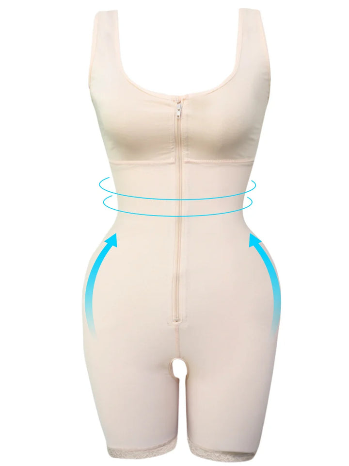 Zip Waist Lace Slimming Shaper Corset Control Shapewear Butt Lifter Strap Body Shaper Underwear Bodysuit Women Plus Size S-6xl