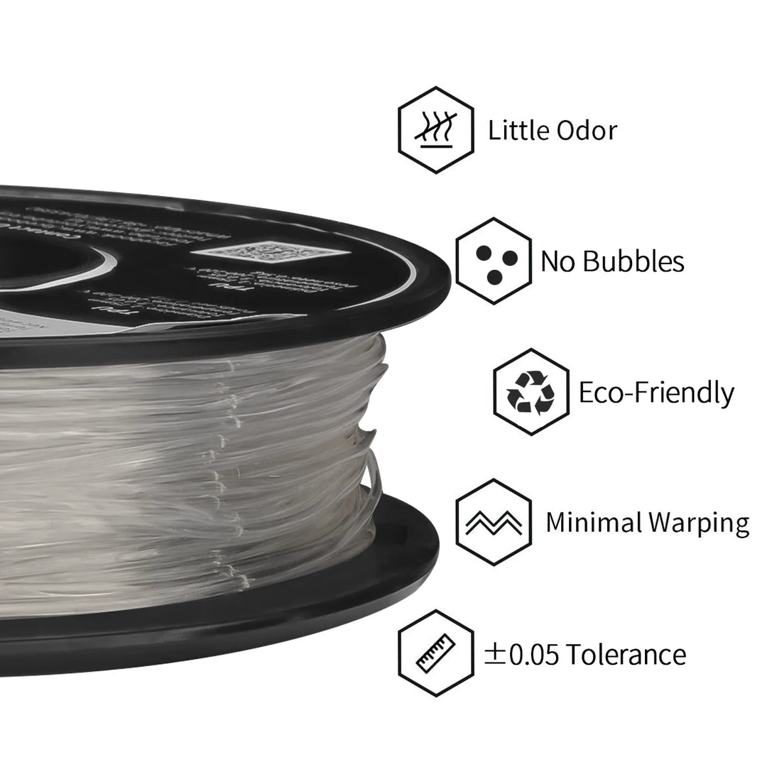 Eryone Flexible TPU Filament 1.75mm 3D Printing TPU Filament for 3D Printer,1 Spool, Transparent 0.5kg