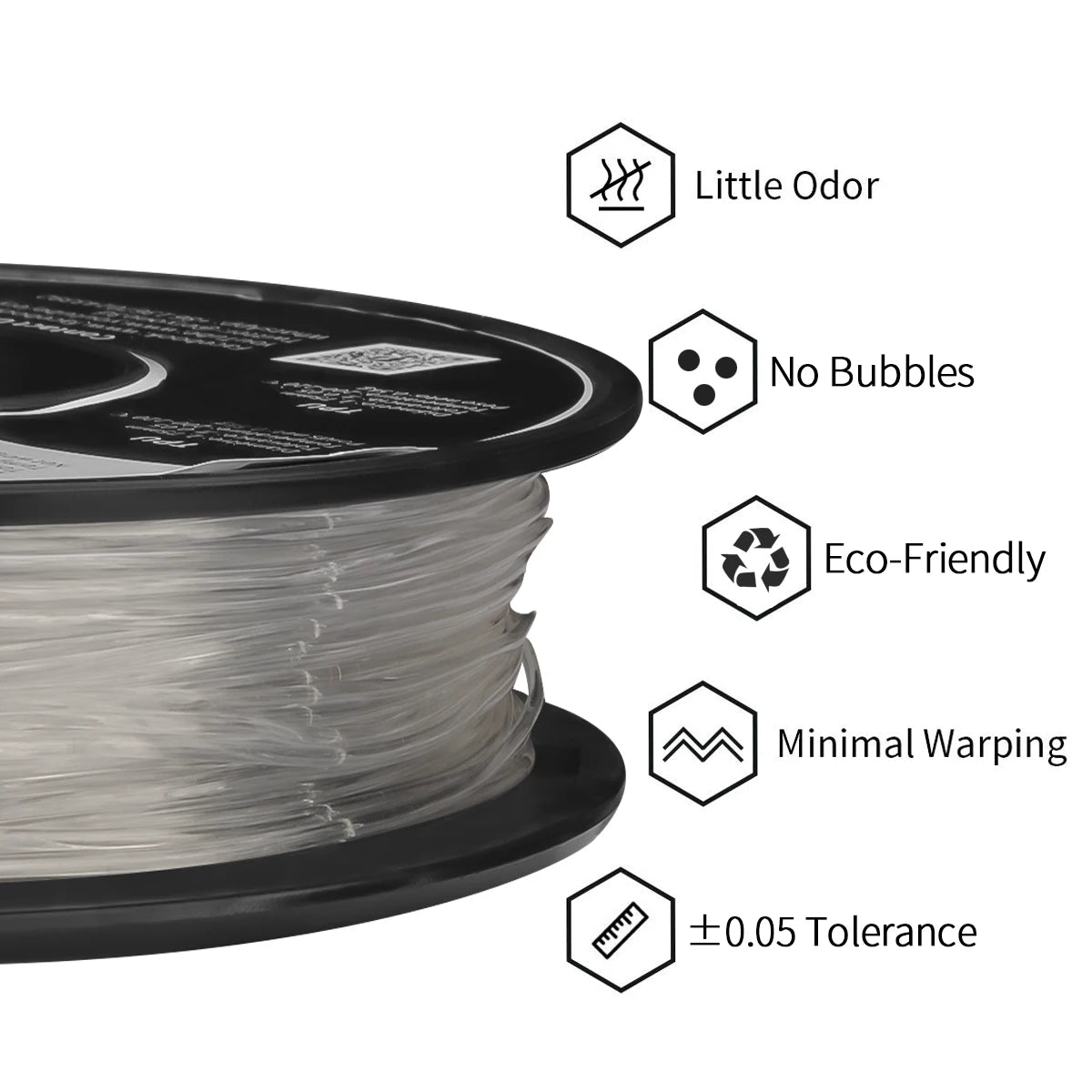Eryone Flexible TPU Filament 1.75mm 3D Printing TPU Filament for 3D Printer,1 Spool, Transparent 0.5kg