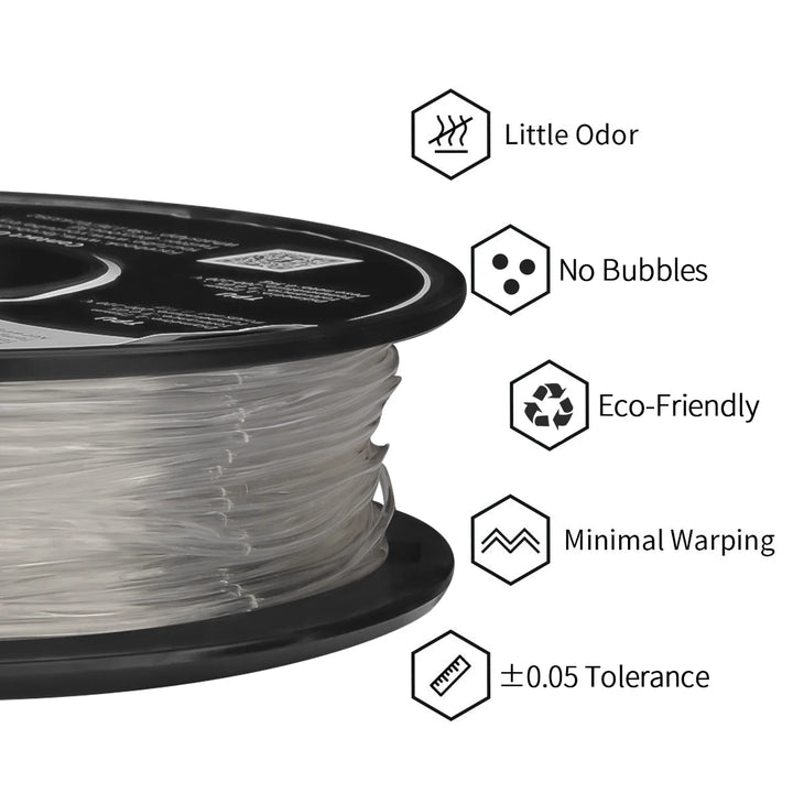 Eryone Flexible TPU Filament 1.75mm 3D Printing TPU Filament for 3D Printer,1 Spool, Transparent 0.5kg