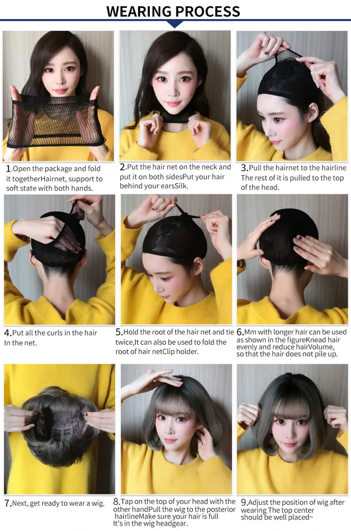 7JHHWIGS Long Wavy Synthetic Black Wigs For Women With Fringe Fashion Heat Resistant Mid-Length Daily Straight Light Brown Hair