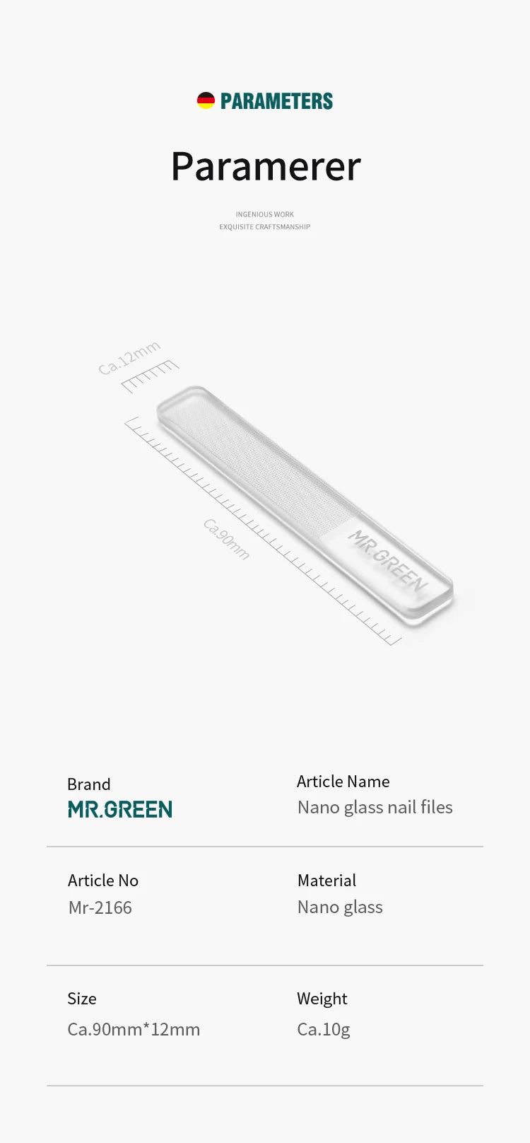 MR.GREEN  Nano Glass Nail Files Professional Polishing Manicure Art Tool  Washable make nails brighten easily like nail polish