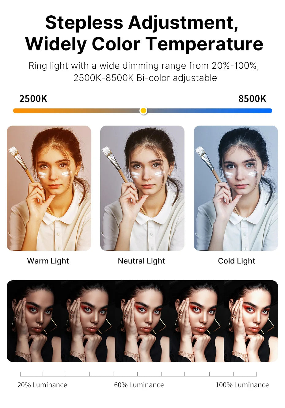 Ulanzi U-200 Ring Light Photography Led Video light BI-color Camera With phone clip cold shoe for Youtube Live Rig lamp