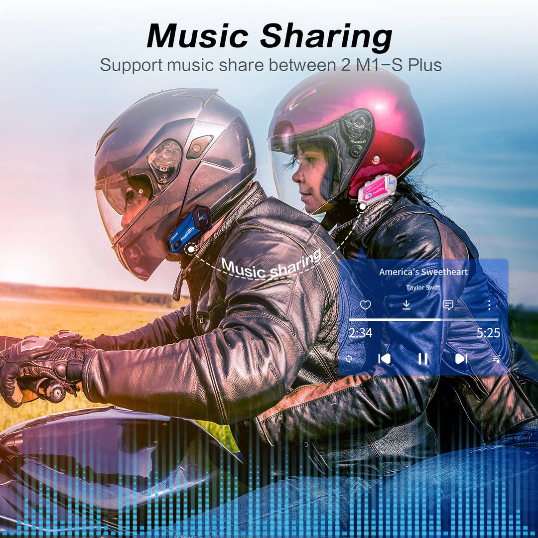 2Pcs Fodsports M1-S Plus Motorcycle Helmet Intercom Bluetooth Headset 8 Riders Moto Interphone,Music Sharing,FM Radio