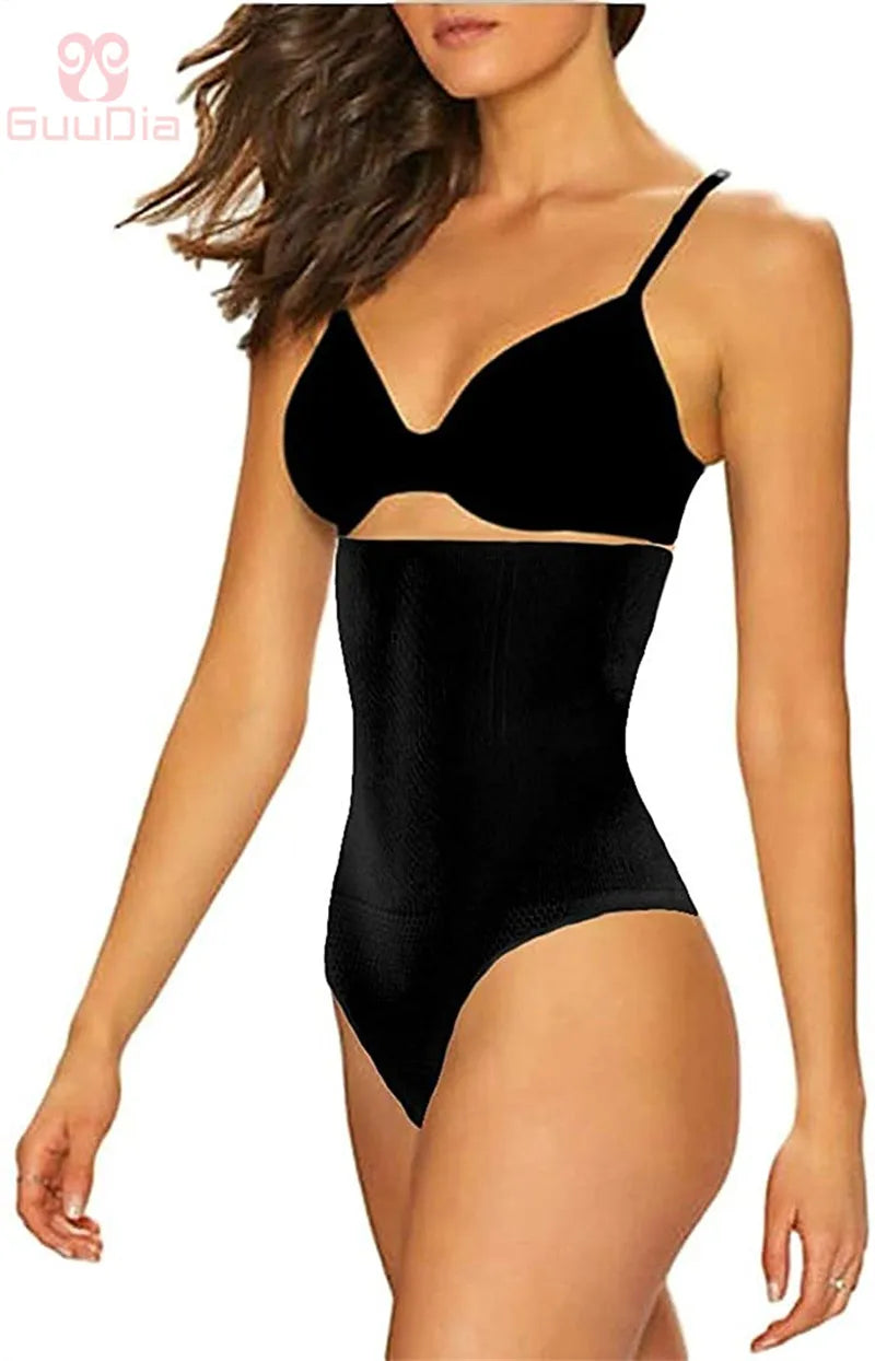 GUUDIA Womens High Waist Seamless Body Shaper Briefs Firm Control Tummy Sexy Thong Shapewear Panties Girdle Underwear Shapewear