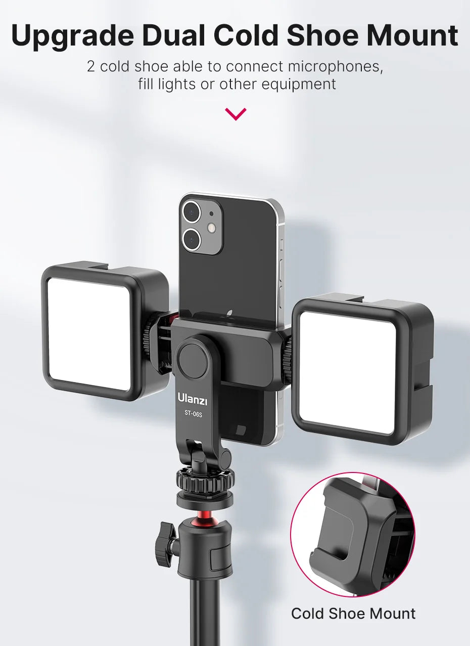 Ulanzi ST-06S 360°Rotatable Phone Holder Vertical Shoot PhoneMount Tripod Mount With Cold Shoe phone Clip Clamp Vlog Video
