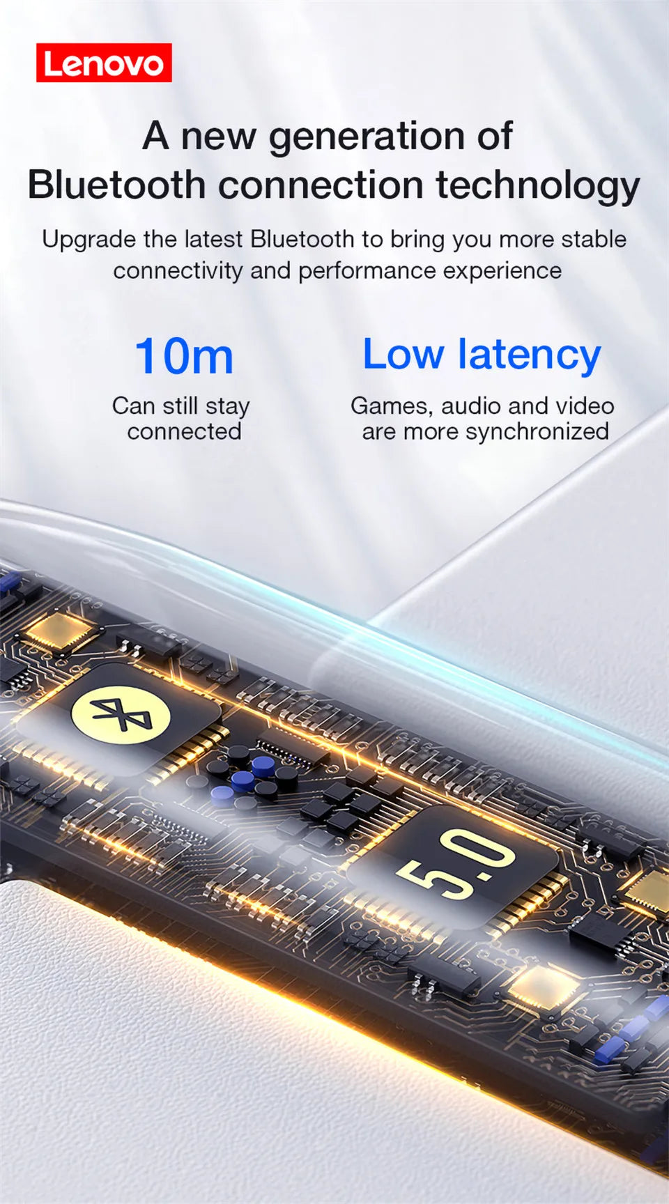Original Lenovo HT38 TWS Earphone Wireless Bluetooth 5.0 Headphones Stereo Bass With Microphone Noise Reduction Mini Headset