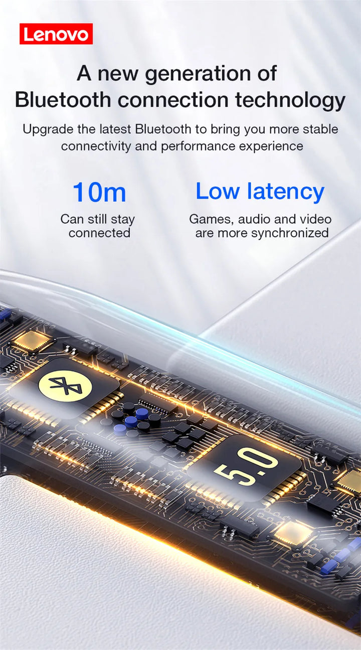 Original Lenovo HT38 TWS Earphone Wireless Bluetooth 5.0 Headphones Stereo Bass With Microphone Noise Reduction Mini Headset
