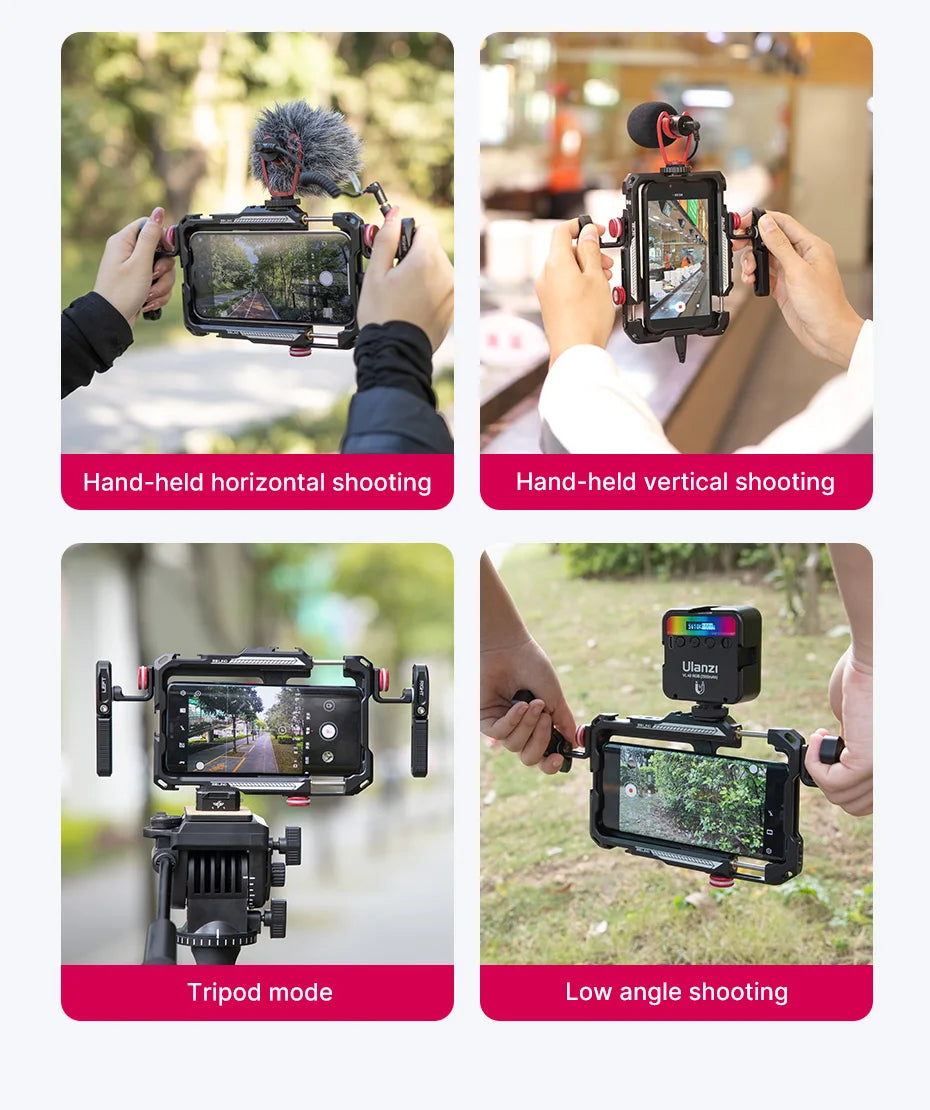 Ulanzi Lino Phone Cage Video Vlog Rig Handle For 5.4'' to 6.7'' iPhone X 11 12 13 14 Pro Max Android Phone Photography
