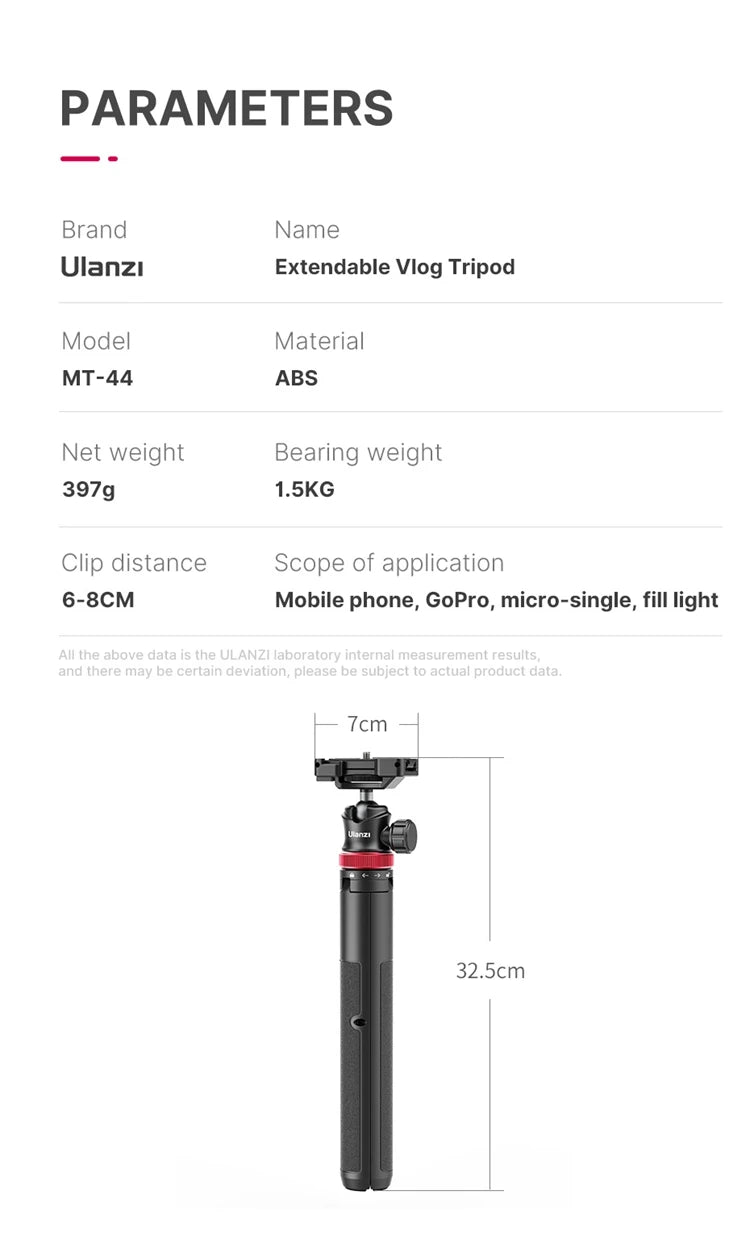 Ulanzi MT-44 Extend Livestream Tripod Stand 42inch Tripod with Phone Mount Holder Vertical Shooting Phone DSlR Camera Tripods