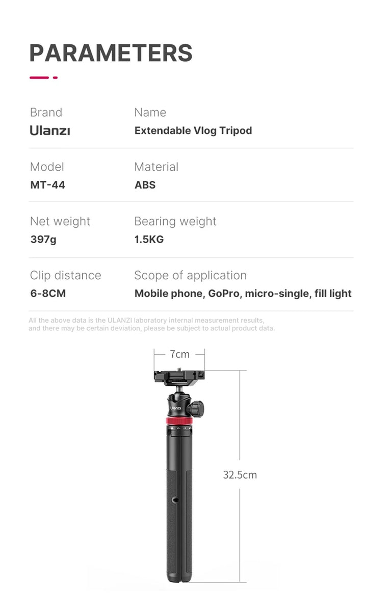 Ulanzi MT-44 Extend Livestream Tripod Stand 42inch Tripod with Phone Mount Holder Vertical Shooting Phone DSlR Camera Tripods