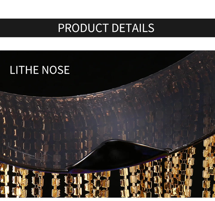 Fashion Luxury Full Diamond Tassel Sunglasses Men Colorful Glasses Crystal Design Steampunk Windproof Sun Glasses Women