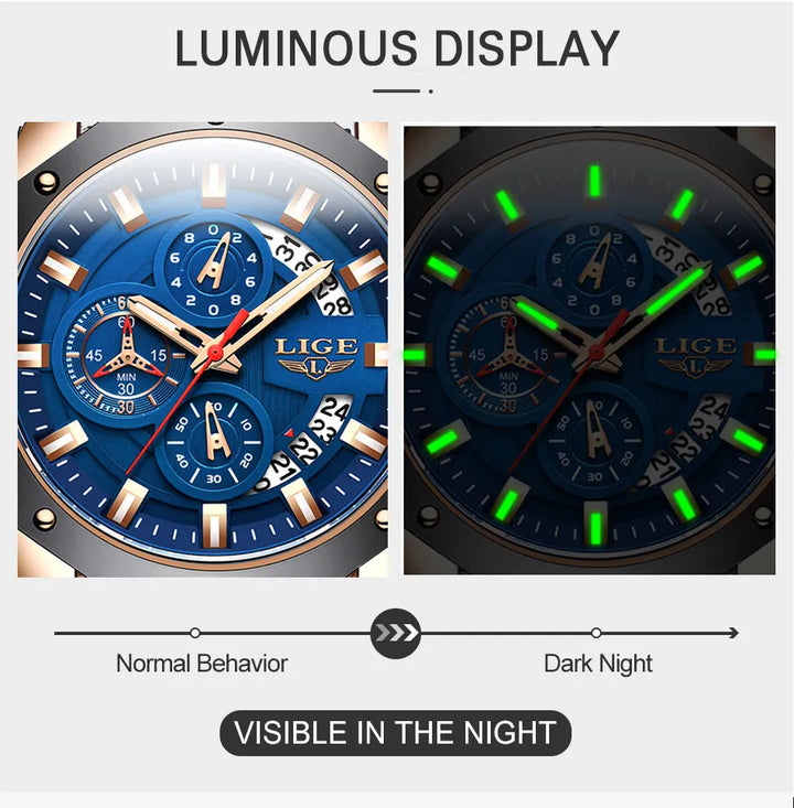 LIGE Brand Watch Men Silcone Sports Watches Men's Army Military Quartz Wristwatch Chronograph Male Clock Relogio Masculino+BOX