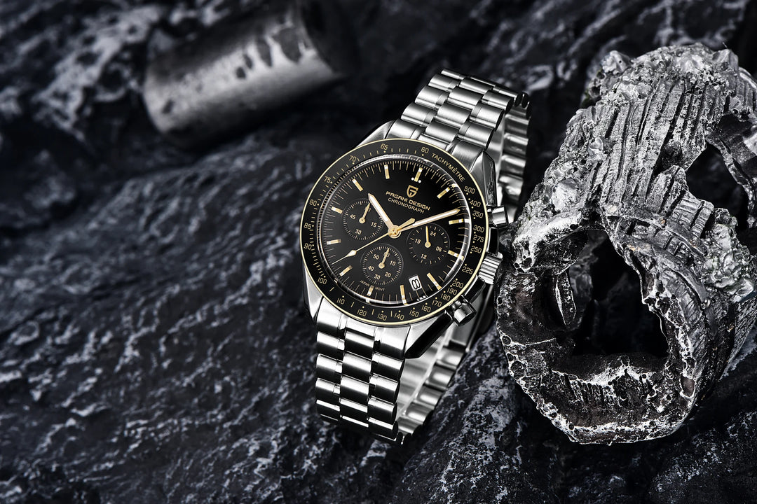 PAGANI DESIGN 2025 New Moon Men's Watches Luxury Quartz Watch For Men AR Sapphire Glass 100M Waterproof Wristwatch Chronograph