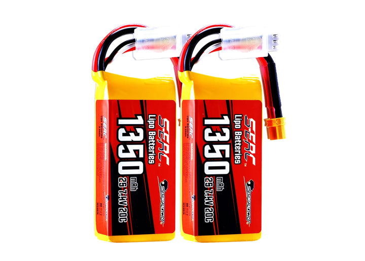 2packs Sunpadow 2S 7.4V Lipo Battery 900mAh 1350mAh 20C 25C Soft Pack with JST XT30 Plug for RC Airplane Quadcopter Helicopter