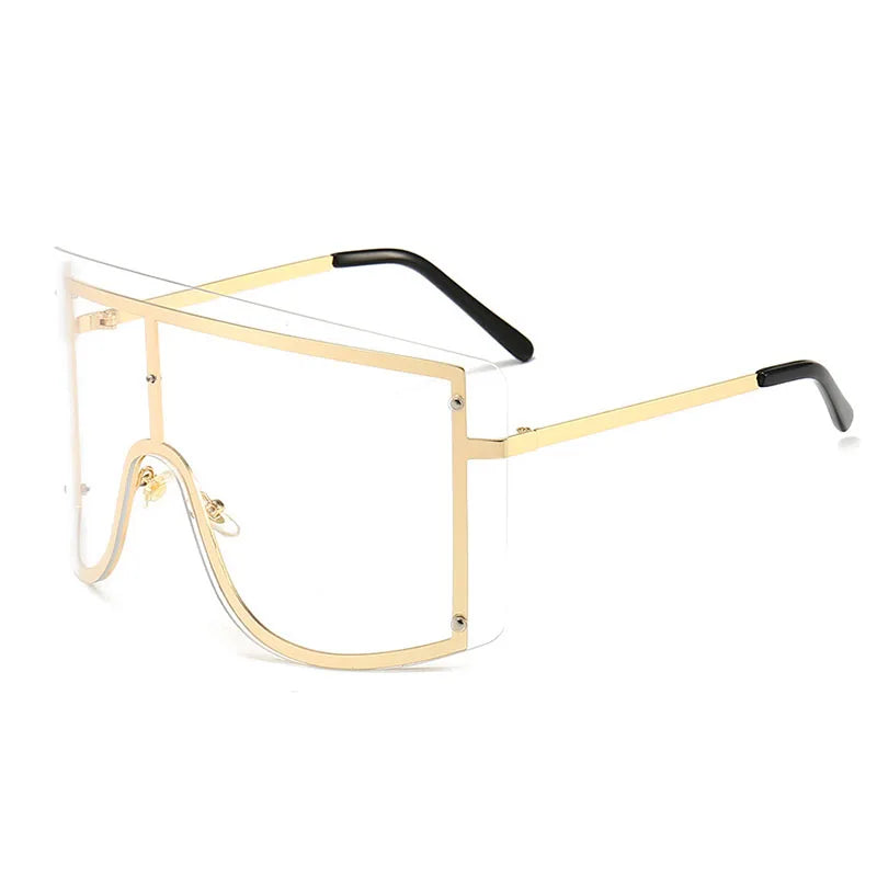 Fashion Oversized Blue Yellow Gradient Sunglasses Women 2019 Luxulry Brand Designer Red Rimless Metal Female Sun Glasses Shades
