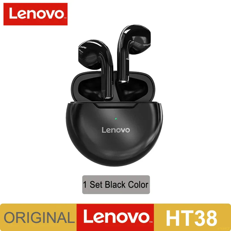 Original Lenovo HT38 TWS Earphone Wireless Bluetooth 5.0 Headphones Stereo Bass With Microphone Noise Reduction Mini Headset