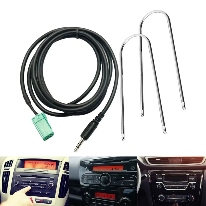 Car Aux Cable 3.5MM Audio Adapter For Renaults Clio Espace Kangoo Megane Scenic Trafic Twingo 2005 2006 2007 2008 2009 Active