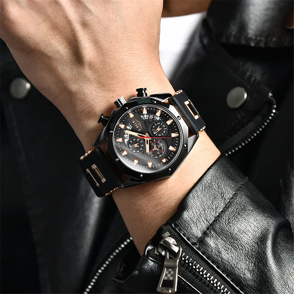 LIGE Brand Watch Men Silcone Sports Watches Men's Army Military Quartz Wristwatch Chronograph Male Clock Relogio Masculino+BOX