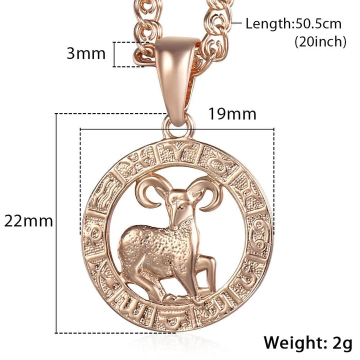 12 Zodiac Sign Constellations Pendant Necklace For Women Men 585 Rose Gold Color Necklace  Birthday Gifts Drop Shipping GPM16A