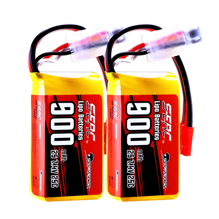 2packs Sunpadow 2S 7.4V Lipo Battery 900mAh 1350mAh 20C 25C Soft Pack with JST XT30 Plug for RC Airplane Quadcopter Helicopter