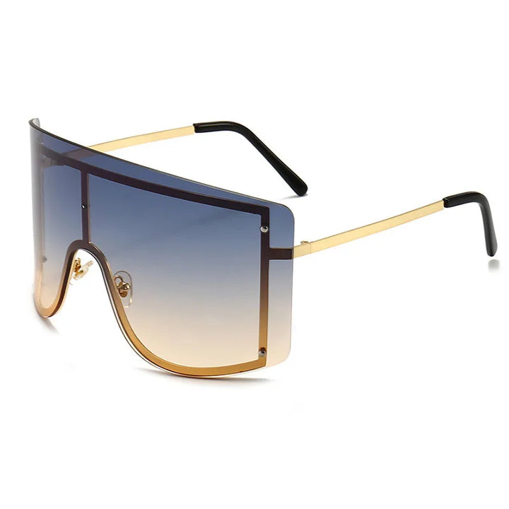 Fashion Oversized Blue Yellow Gradient Sunglasses Women 2019 Luxulry Brand Designer Red Rimless Metal Female Sun Glasses Shades