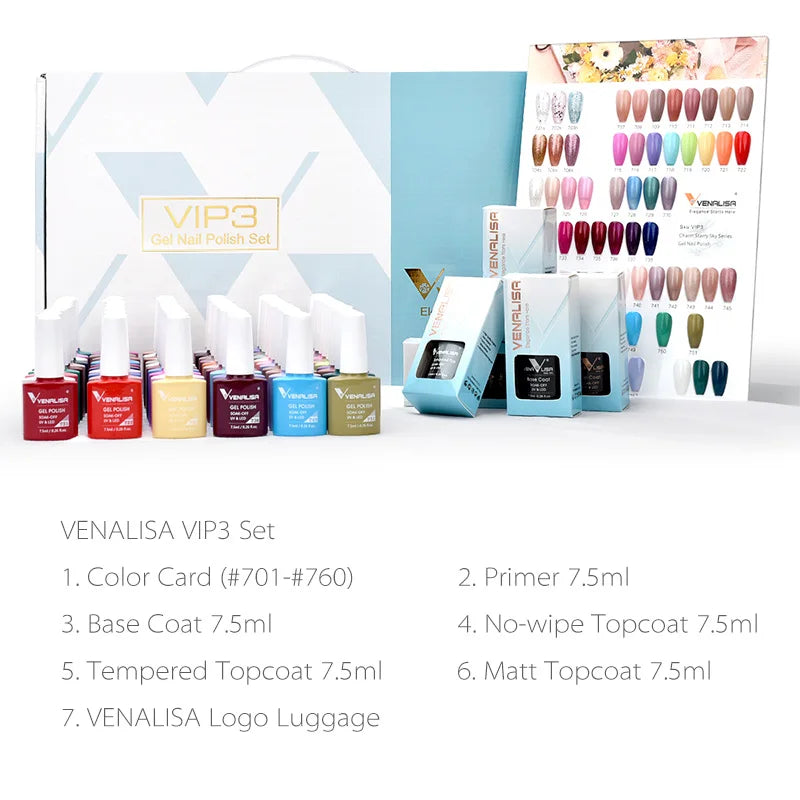 VENALISA VIP4 Kit Nail Gel Polish HEMA FREE Full Coverage 36/60 Color Gel Pigment Professional Nail Art Long-lasting Gel Varnish