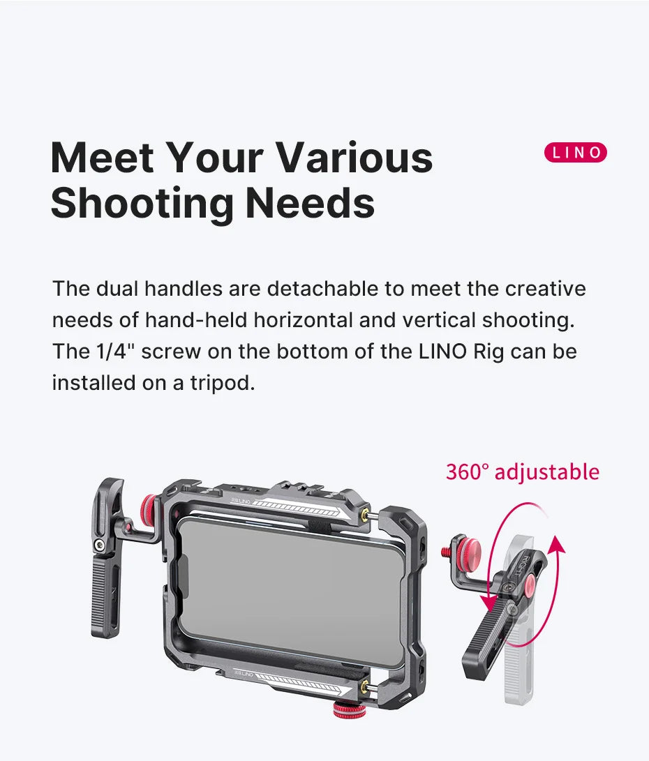 Ulanzi Lino Phone Cage Video Vlog Rig Handle For 5.4'' to 6.7'' iPhone X 11 12 13 14 Pro Max Android Phone Photography